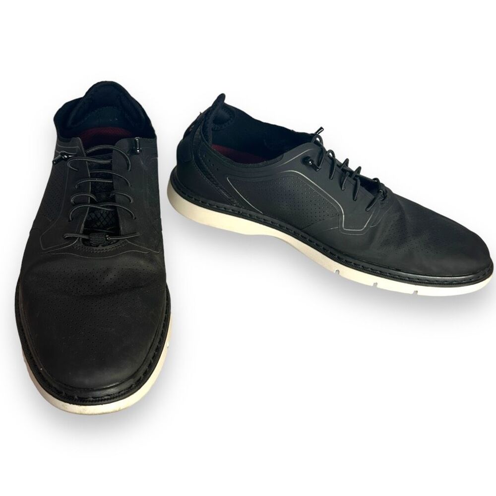 Stacy Adams Synchro Plain Toe Elastic Lace Up Casual Shoes Size 8.5 M Black
